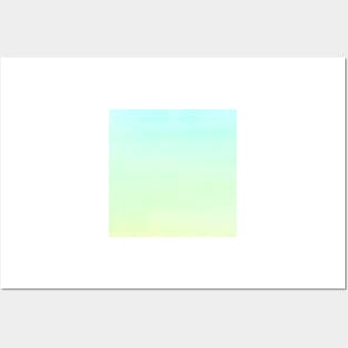 Pastel Blue Green Yellow gradient ombre watercolor Posters and Art